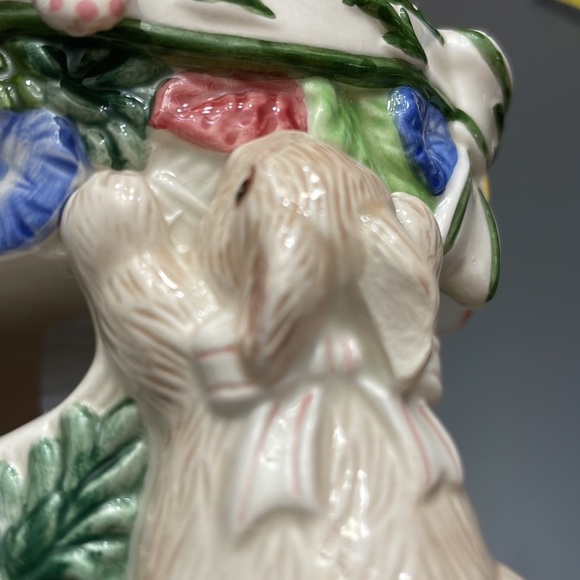 Fitz & Floyd Bunnies & Blooms Ceramic Simmering Oil Bowl Tealight/Candle Holder - Picture 9 of 10